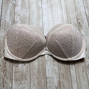 Victoria's Secret Women's Bra 32DD Beige Very Sexy Lace Strapless